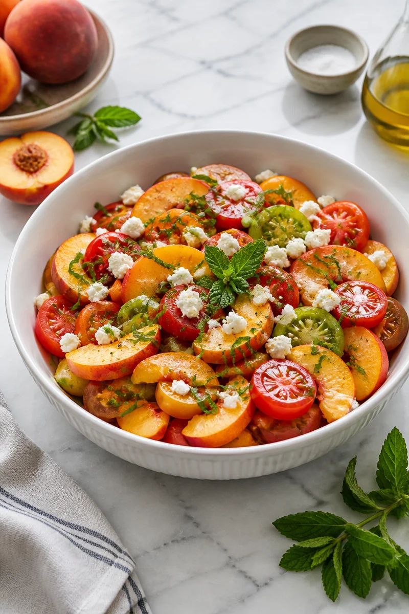 Best Summer Fresh Peach and Tomato Salad