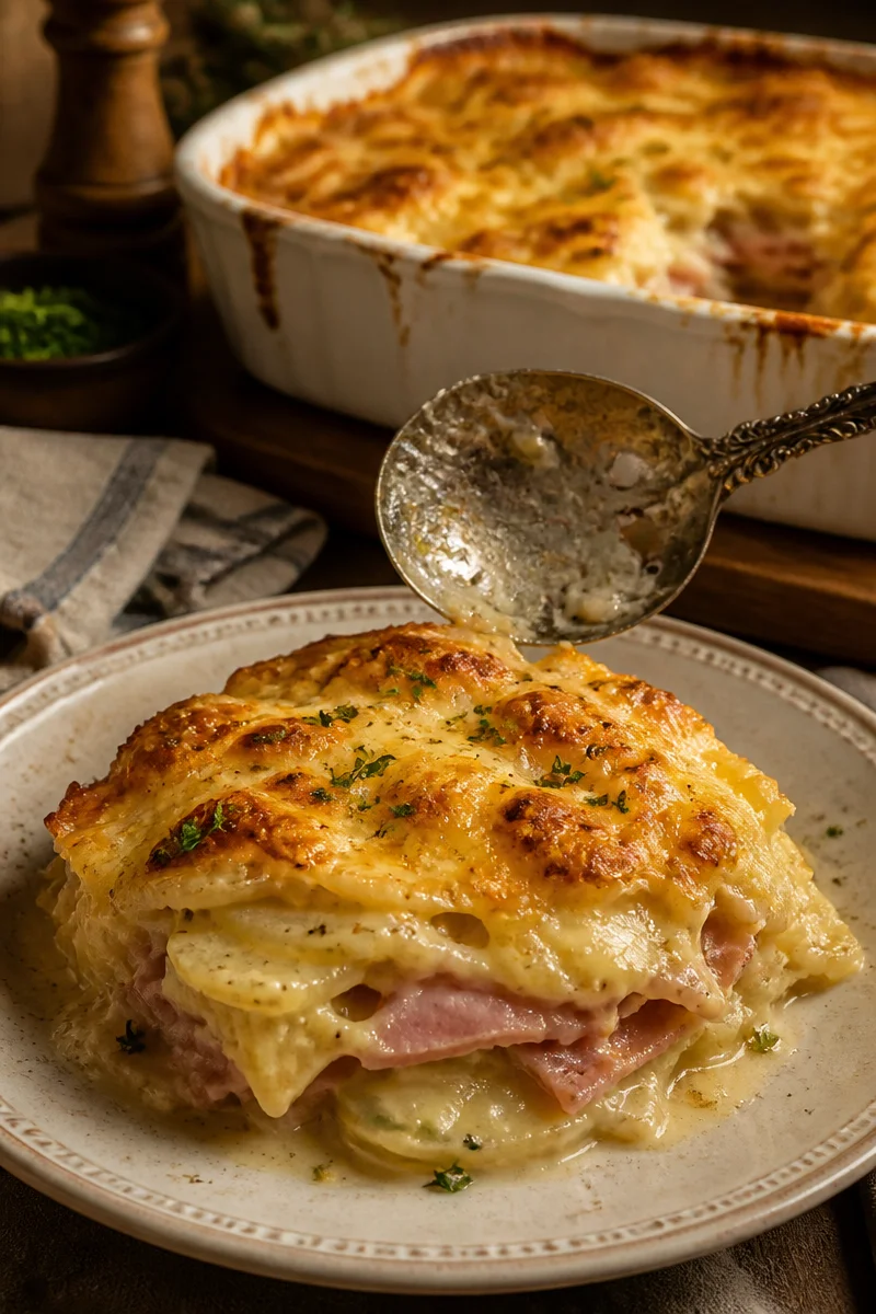 Classic Homemade Scalloped Potatoes and Ham