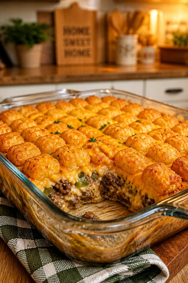 Classic Homestyle Tater Tot Hotdish Casserole