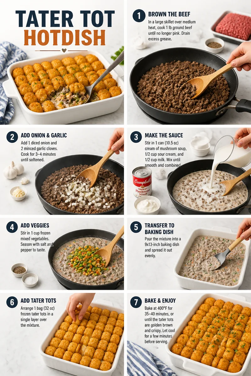 Classic Homestyle Tater Tot Hotdish Casserole