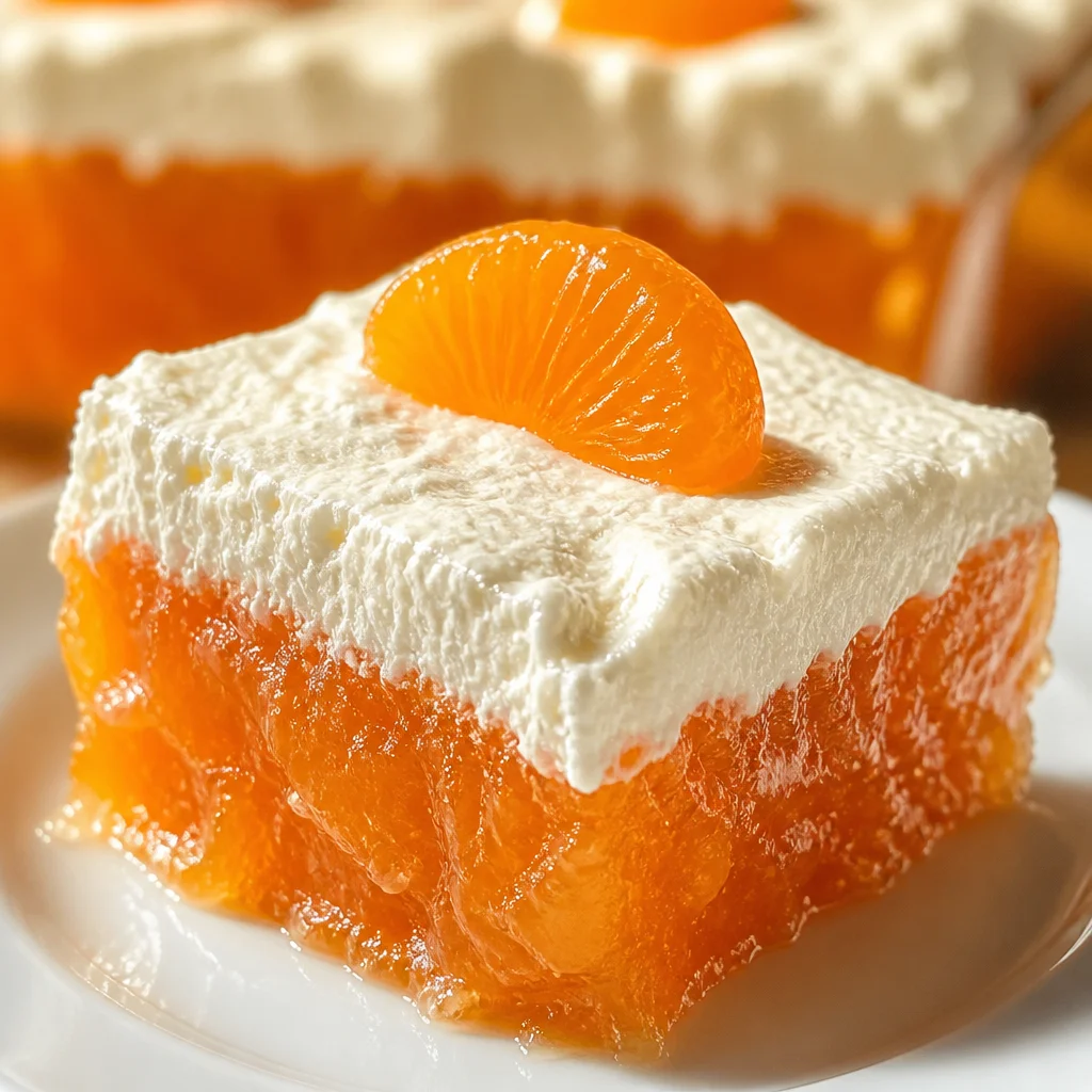 Classic Retro Mandarin Orange Jello Mold with fruit salad ingredients.