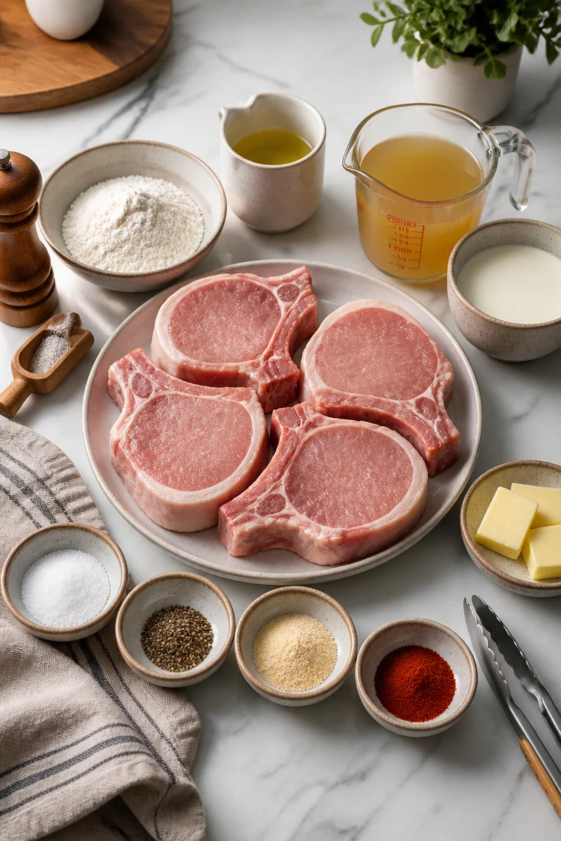 Classic Southern Pan Fried Pork Chops with Gravy