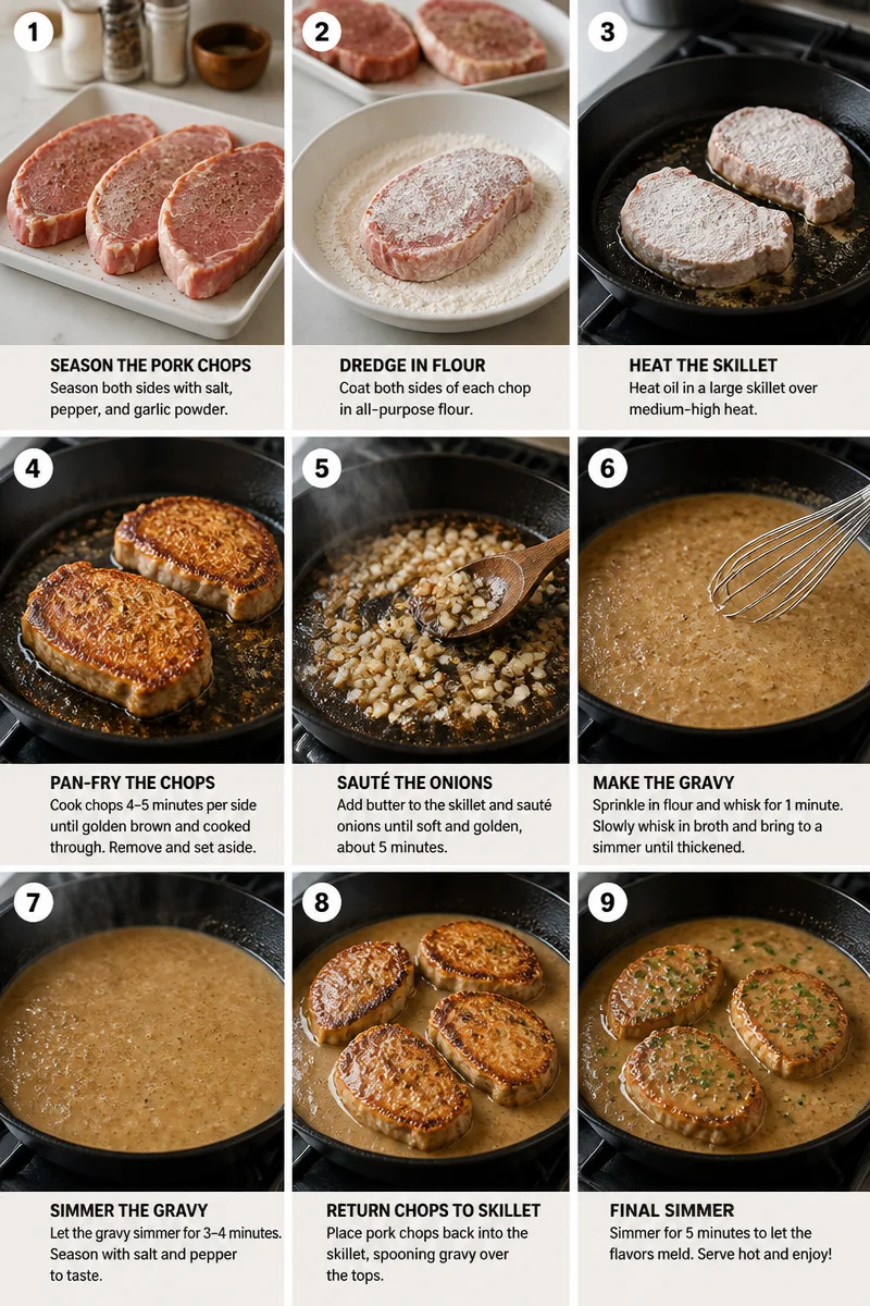 Classic Southern Pan Fried Pork Chops with Gravy