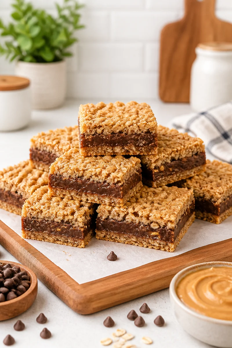 Easy No Bake Chocolate Oatmeal Peanut Butter Bars