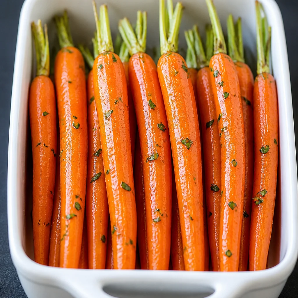 Easy Oven Baked Honey Glazed Carrots with a sweet and savory glaze, oven-roasted to perfection.