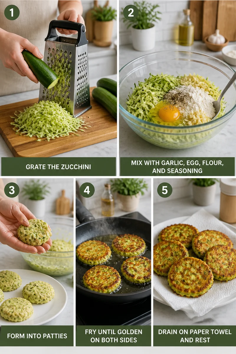 Easy Skillet Fried Zucchini Garlic Patties