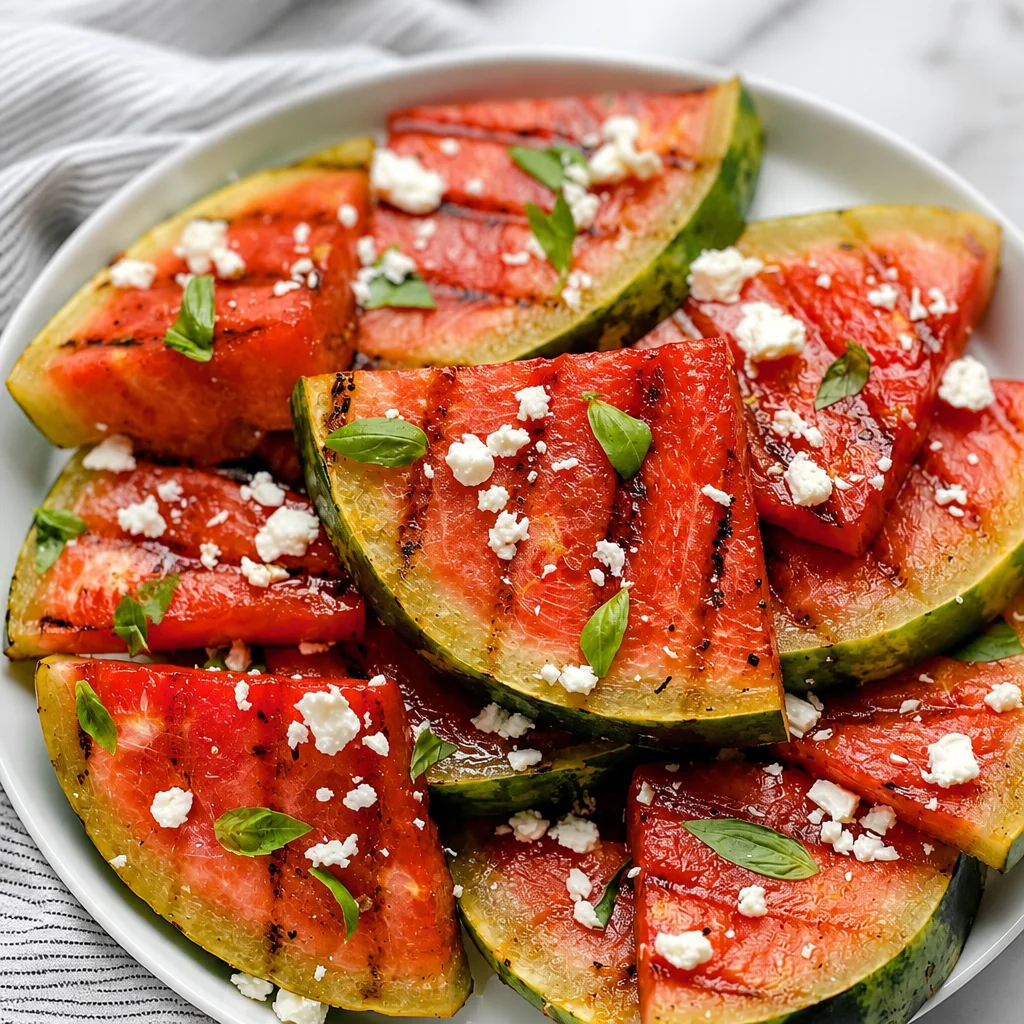 Fresh Summer Grilled Watermelon Wedges topped with honey-lime glaze, perfect for summer.