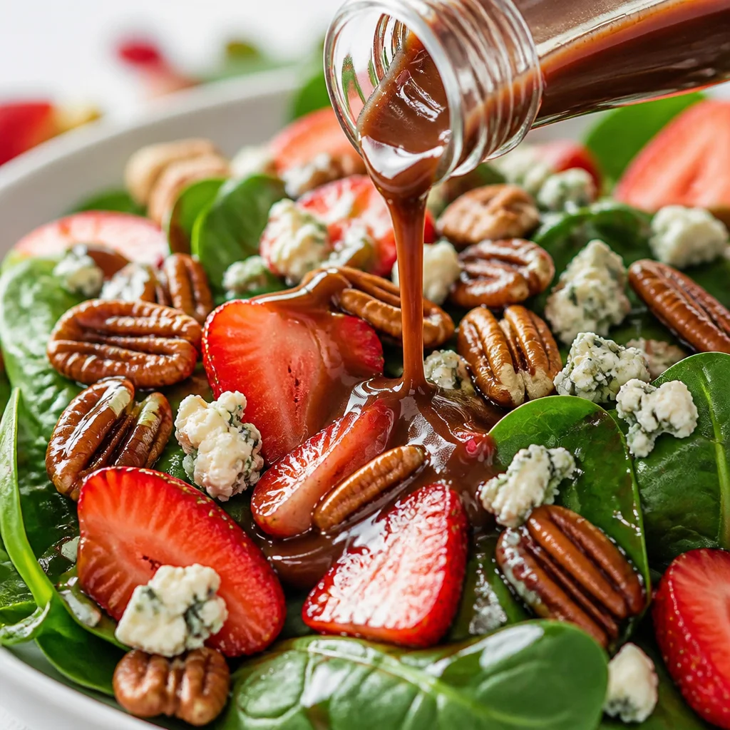 Fresh Summer Strawberry Balsamic Spinach Salad with strawberries and balsamic vinaigrette.