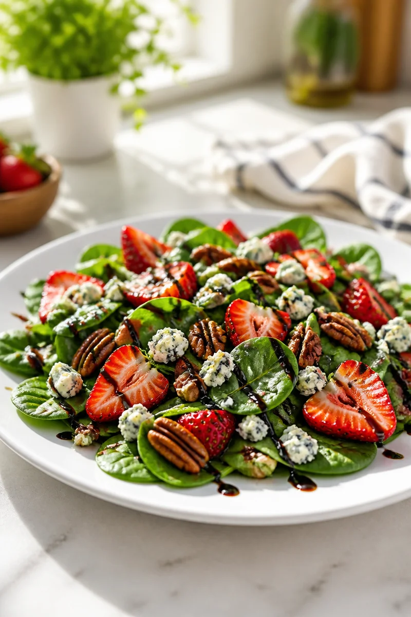 Fresh Summer Strawberry Balsamic Spinach Salad