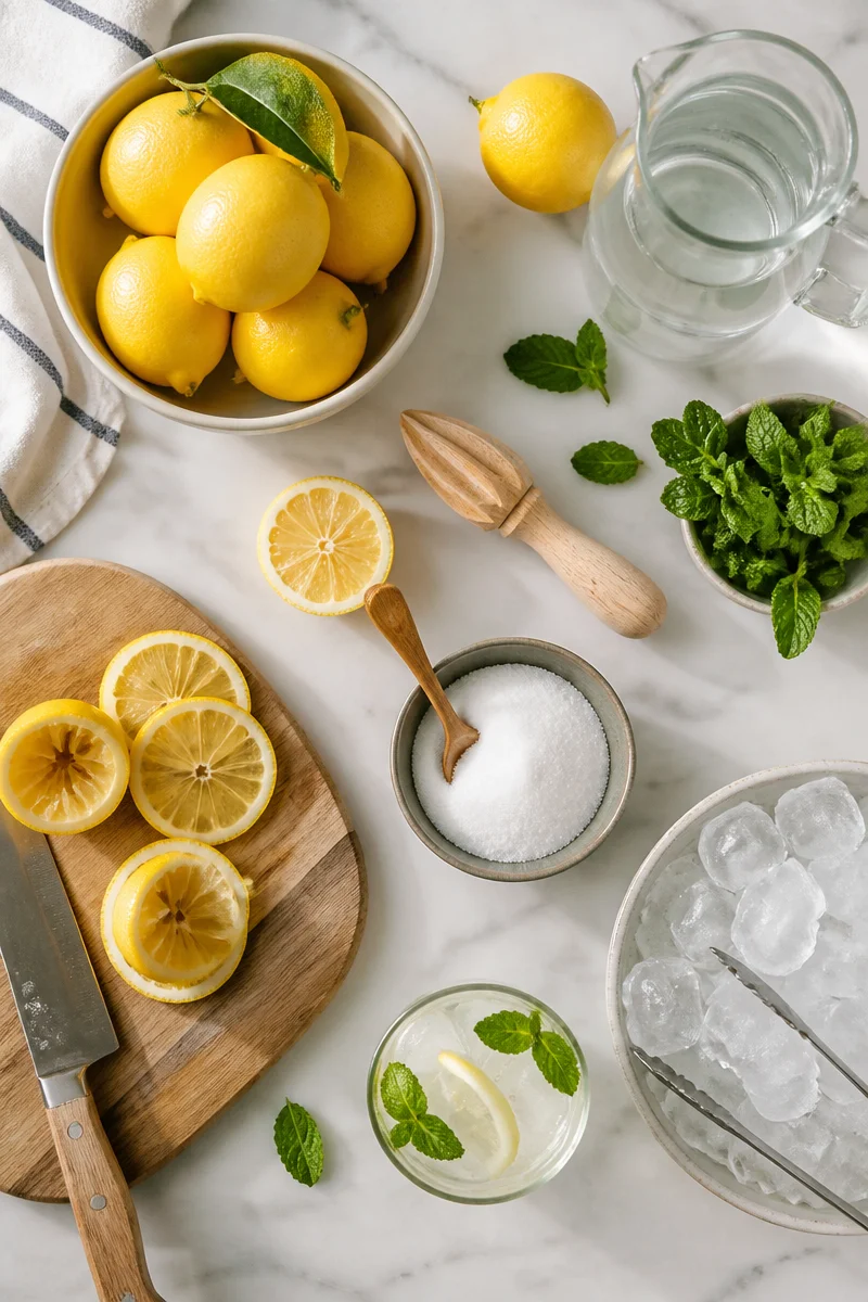 Homemade Refreshing Mint Lemonade Drink