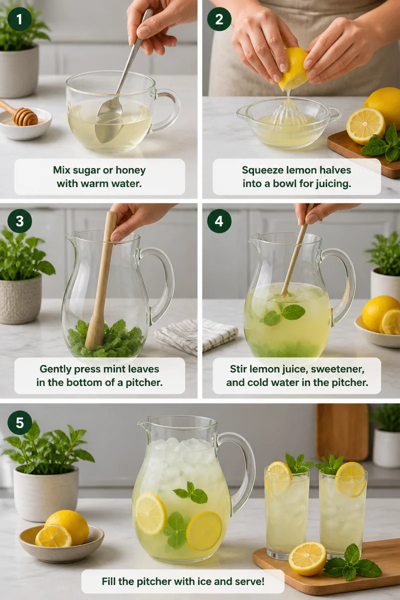 Homemade Refreshing Mint Lemonade Drink
