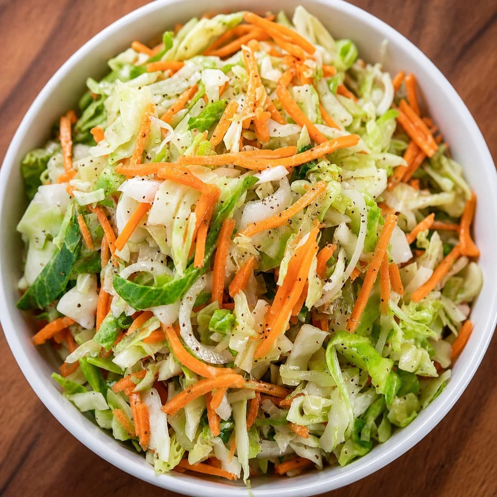 Old Fashioned Apple Cider Vinegar Coleslaw with vibrant cabbage and crunchy carrots.