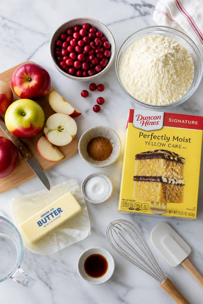 Old Fashioned Apple Cranberry Dump Cake Dessert