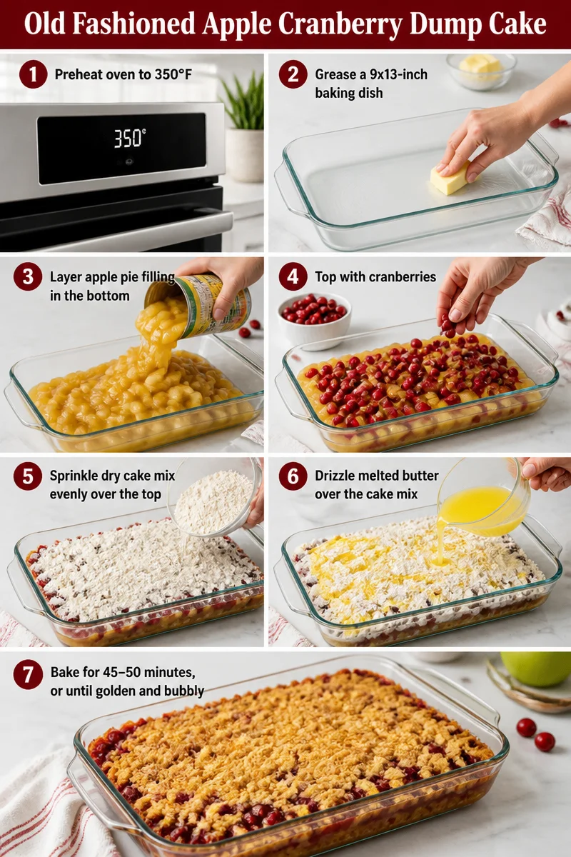 Old Fashioned Apple Cranberry Dump Cake Dessert