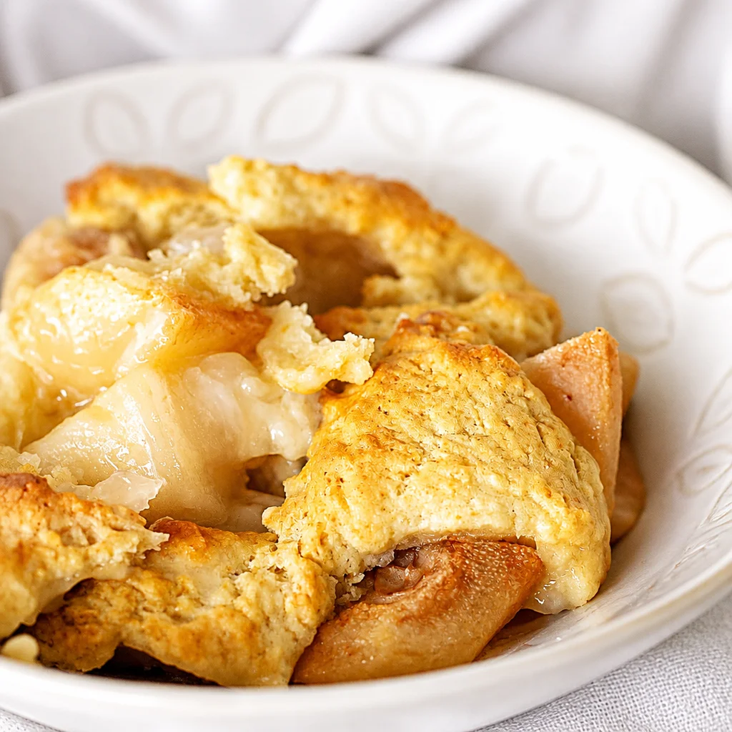 Old Fashioned Spiced Pear Cobbler Dessert with fresh pears and a spiced biscuit topping