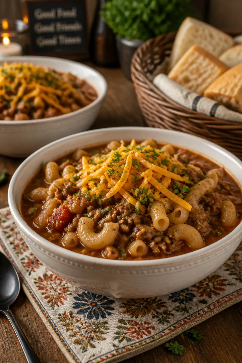 Old Fashioned Tomato Macaroni and Beef Stew