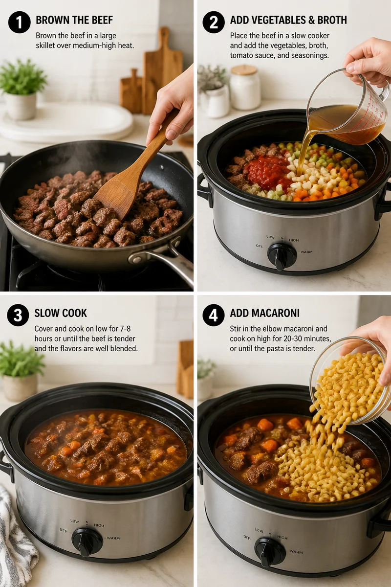 Old Fashioned Tomato Macaroni and Beef Stew
