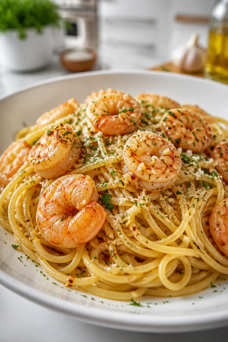 20 Minute Spicy Garlic Butter Shrimp Pasta