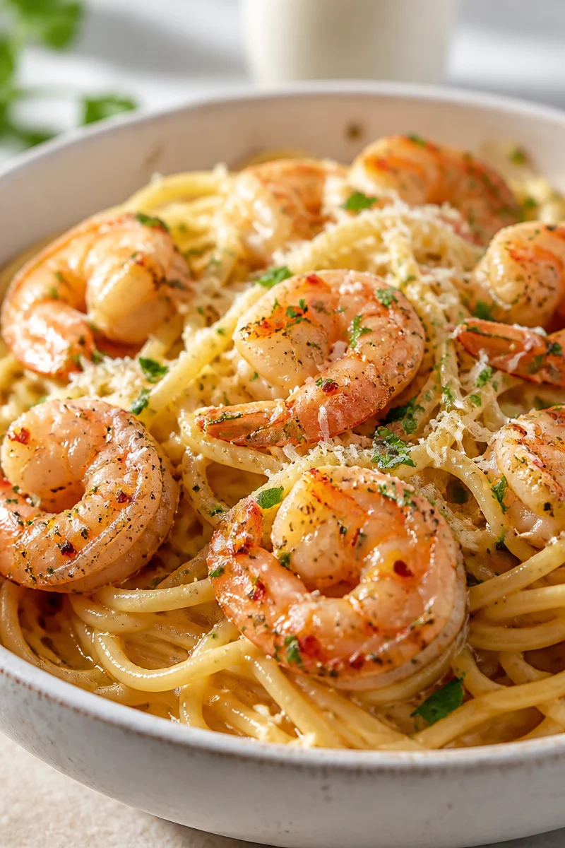 20 Minute Spicy Garlic Butter Shrimp Pasta
