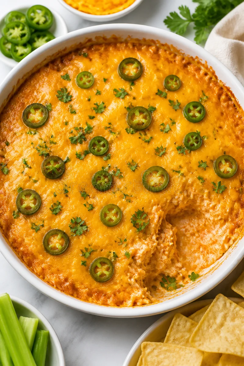 Baked Skillet Jalapeno Buffalo Chicken Dip