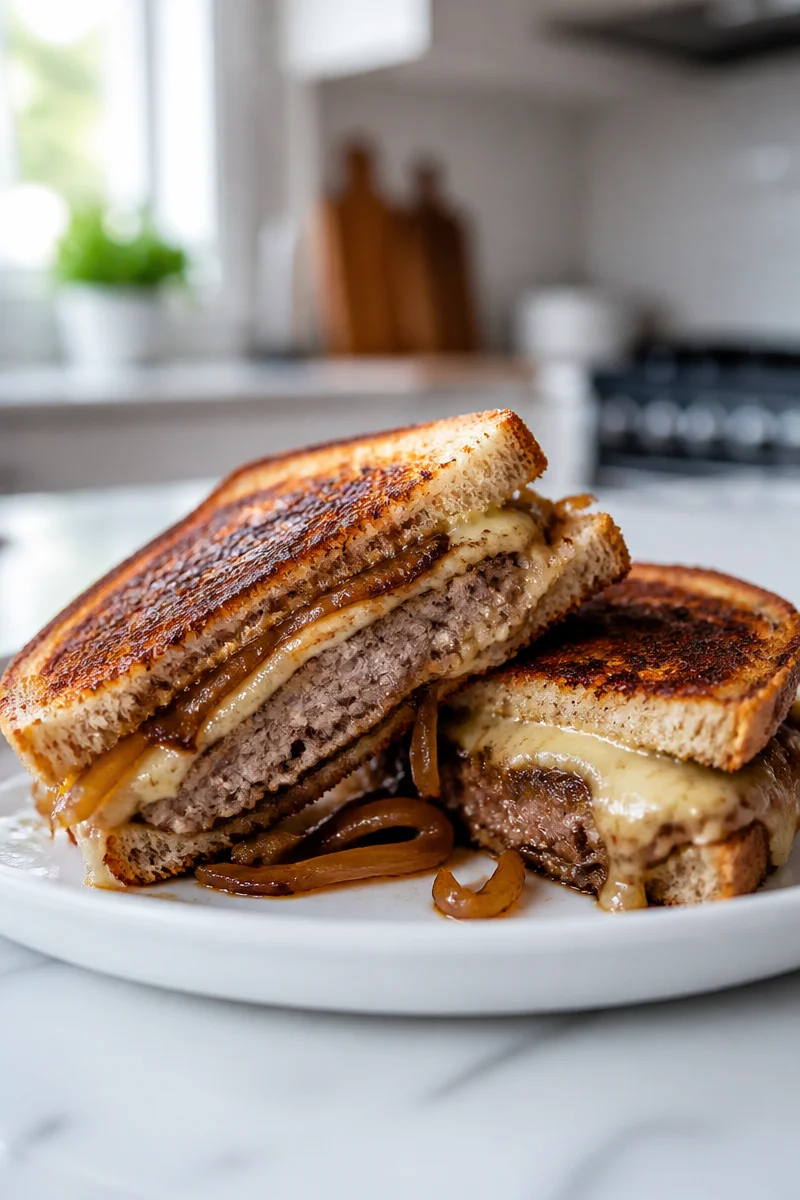 Classic American Beef Patty Melt Sandwich