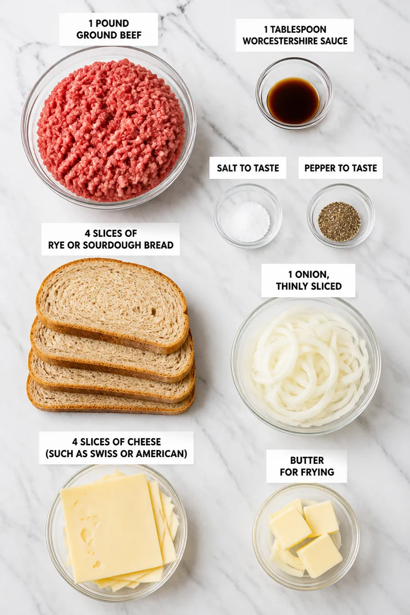 Classic American Beef Patty Melt Sandwich