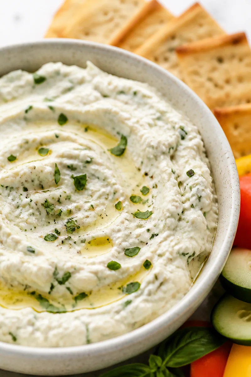 Creamy Garlic Herb Whipped Ricotta Dip