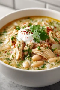 Creamy Green Chile White Chicken Chili Crockpot