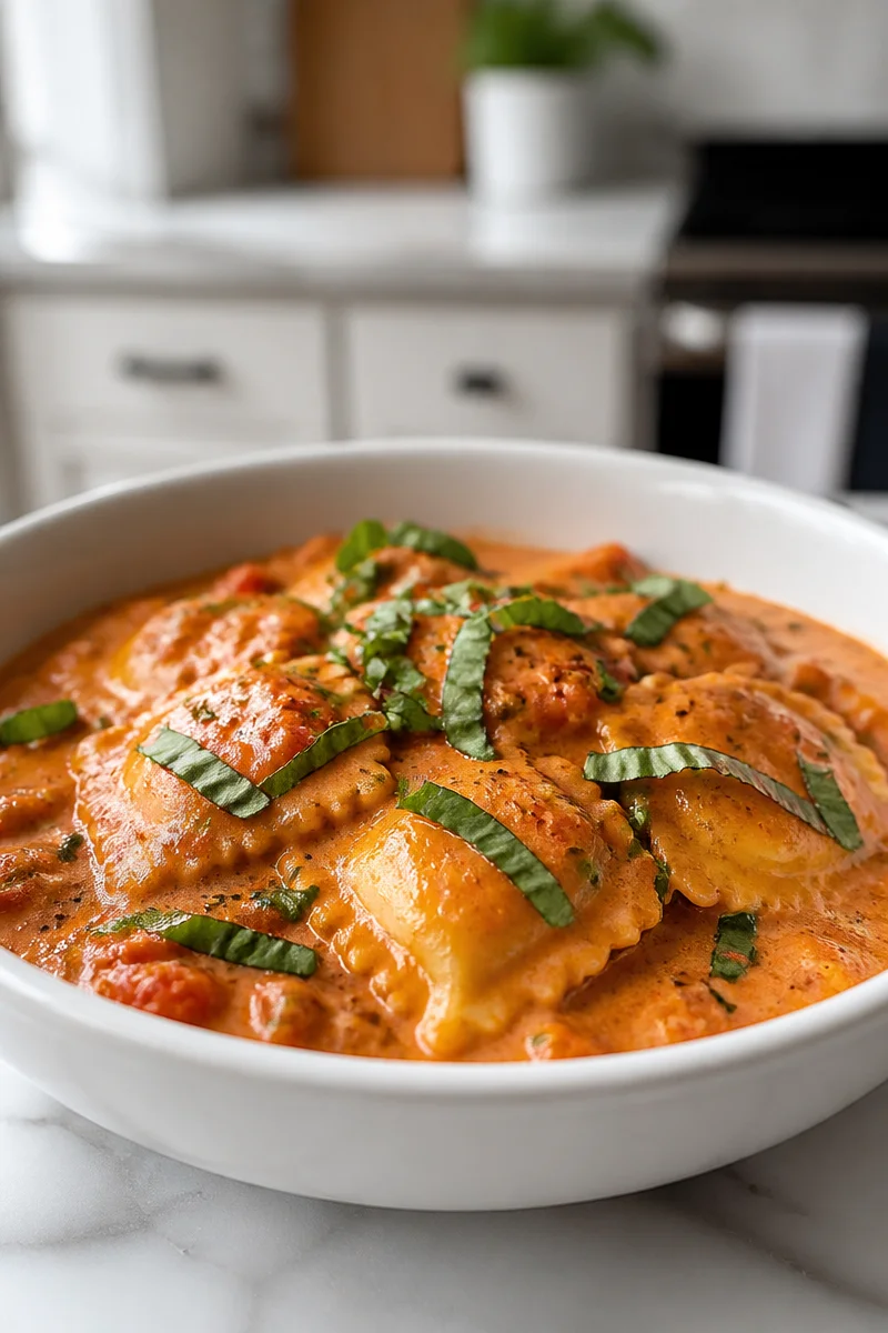 Creamy Tomato Crockpot Ravioli Stew