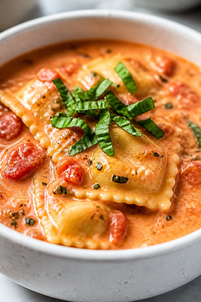 Creamy Tomato Crockpot Ravioli Stew