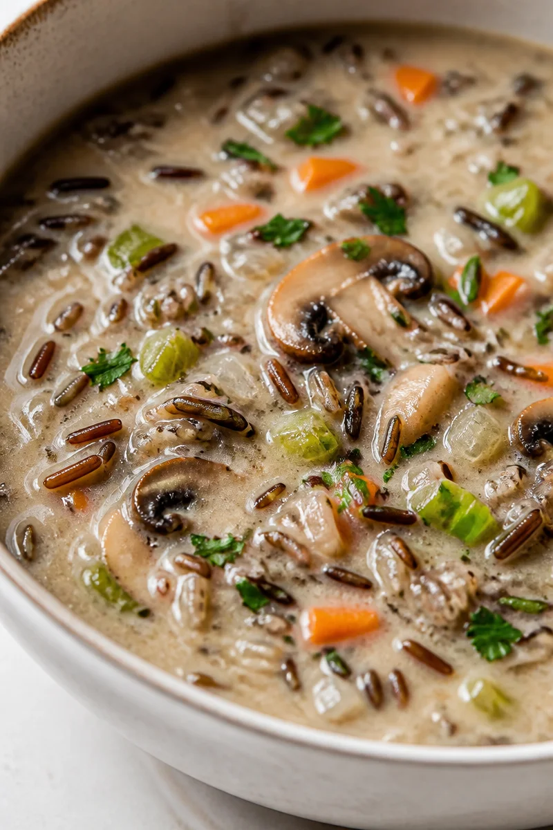 Creamy Vegan Mushroom And Wild Rice Soup