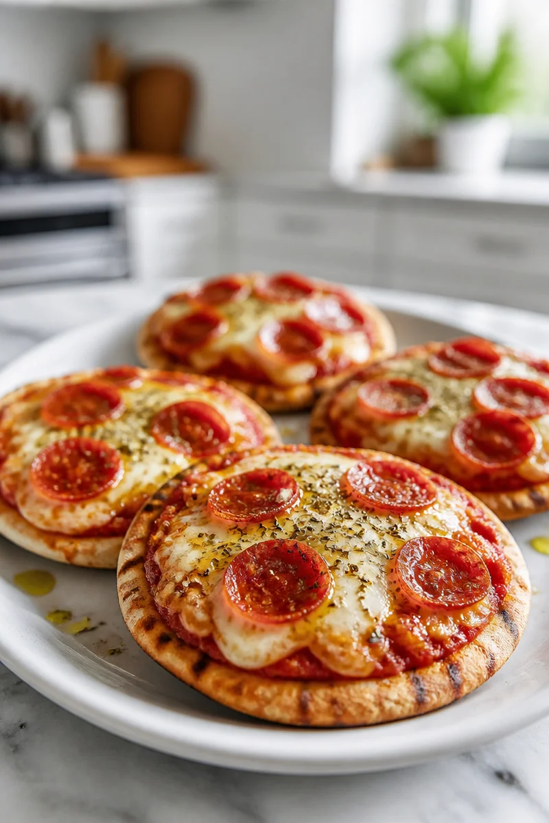 Easy Mini Turkey Pepperoni Pita Pizzas