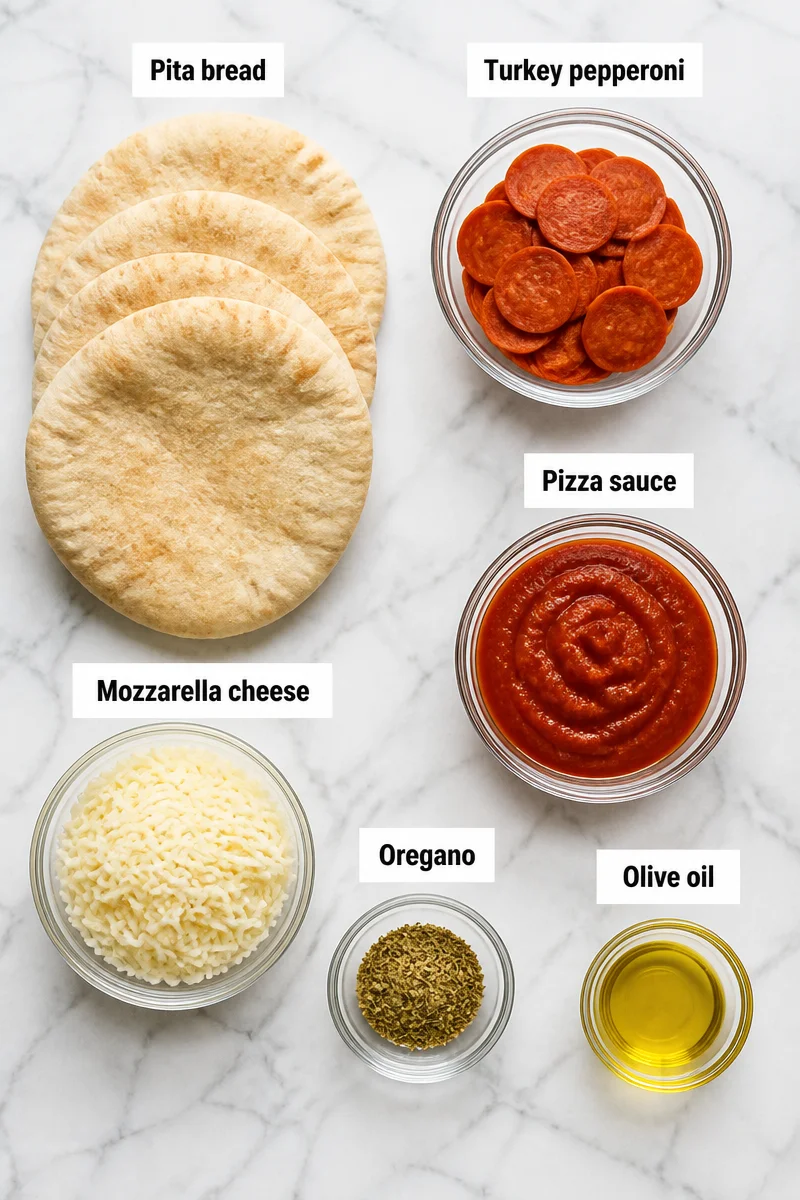 Easy Mini Turkey Pepperoni Pita Pizzas