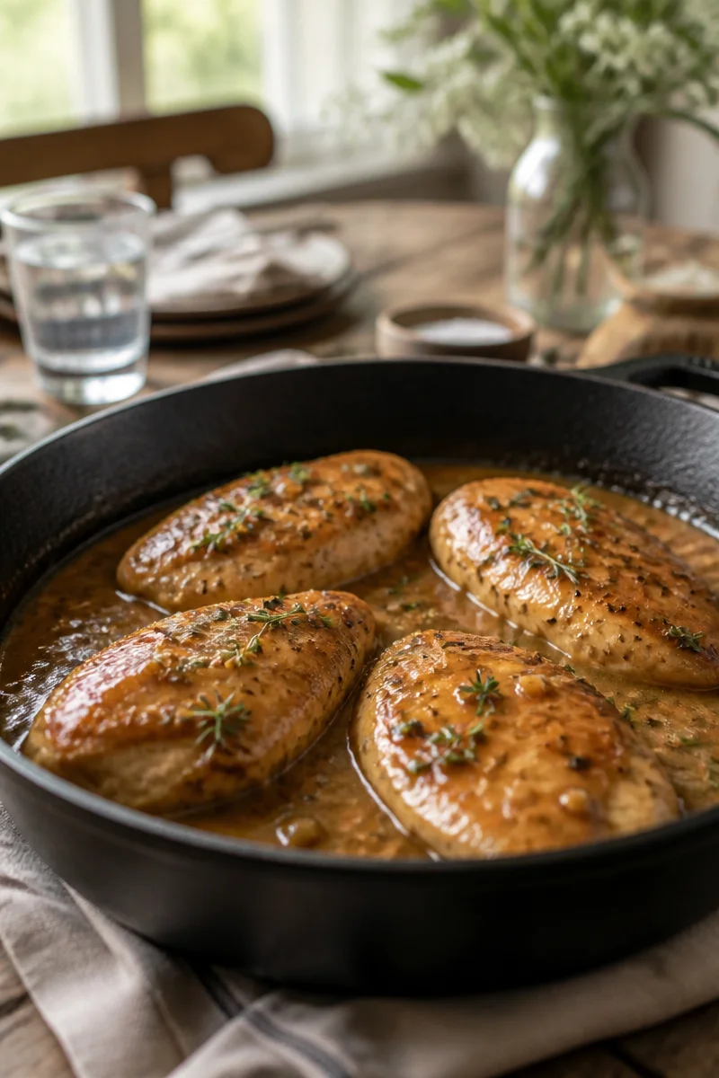 Easy One Skillet Apple Cider Glazed Chicken
