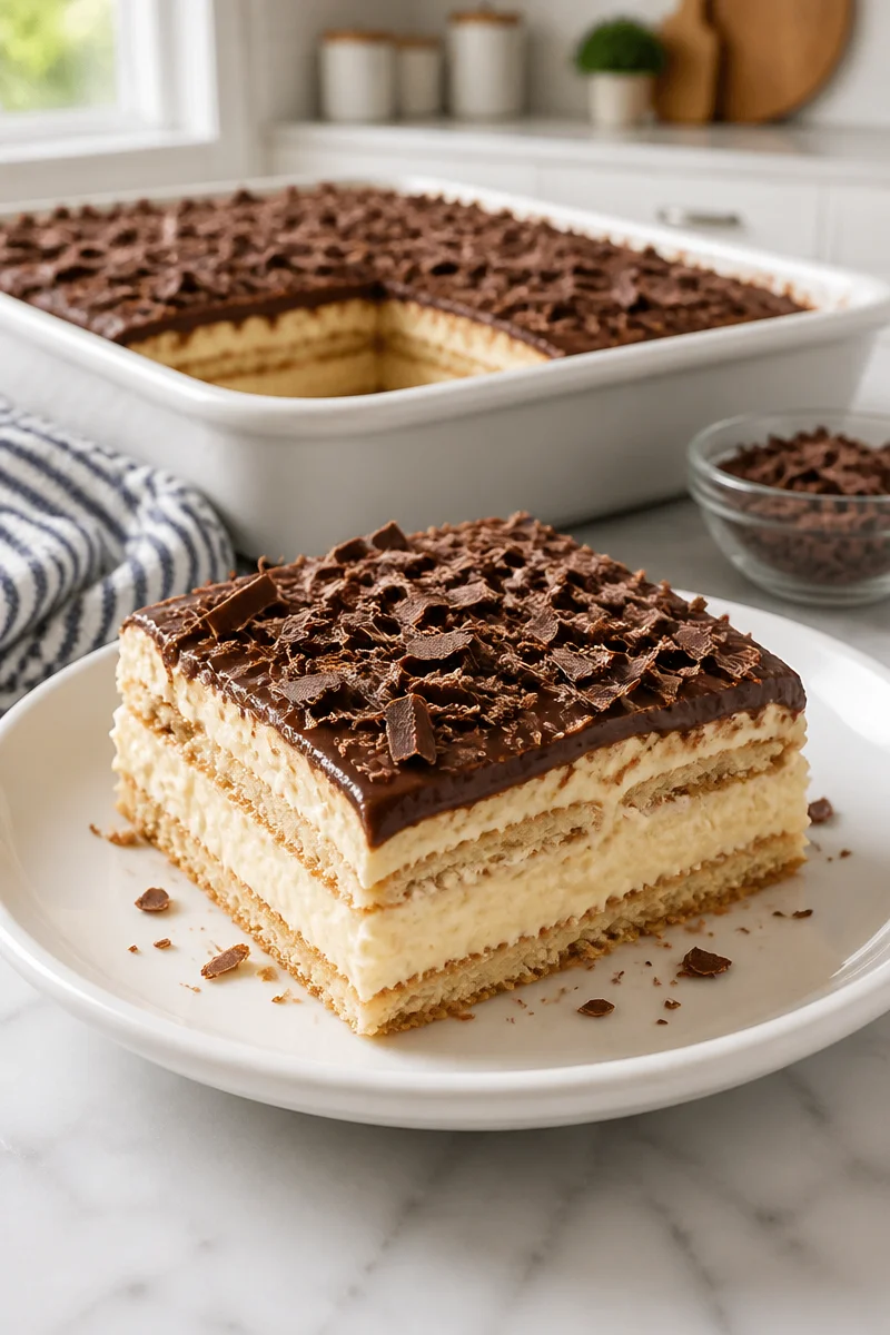 Easy Potluck No Bake Chocolate Eclair Cake