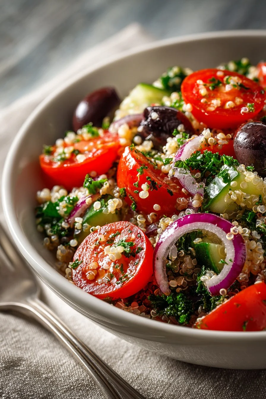 Easy Tossed Mediterranean Quinoa Salad with Olives