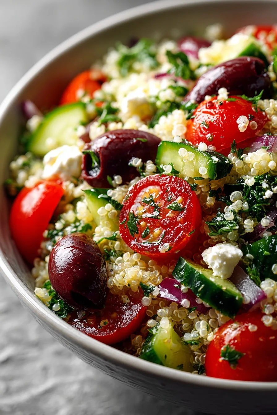 Easy Tossed Mediterranean Quinoa Salad with Olives