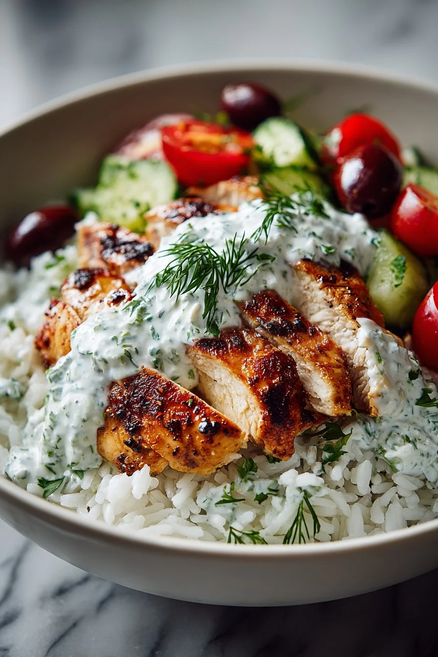 Fresh Tzatziki and Rice Mediterranean Chicken Bowl