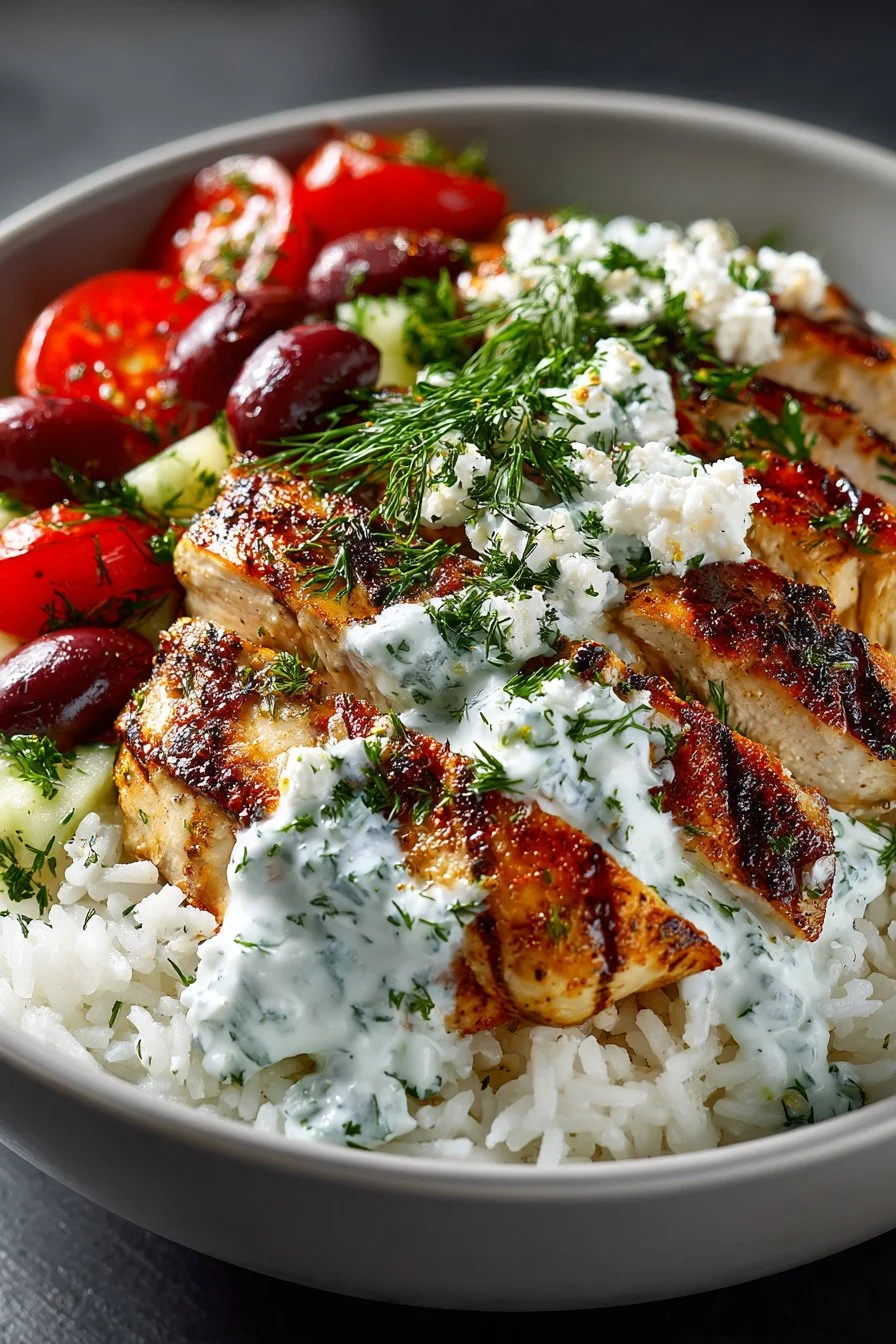 Fresh Tzatziki and Rice Mediterranean Chicken Bowl
