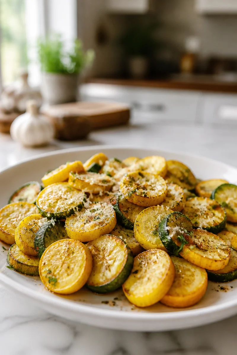 Garlic Parmesan Roasted Summer Squash
