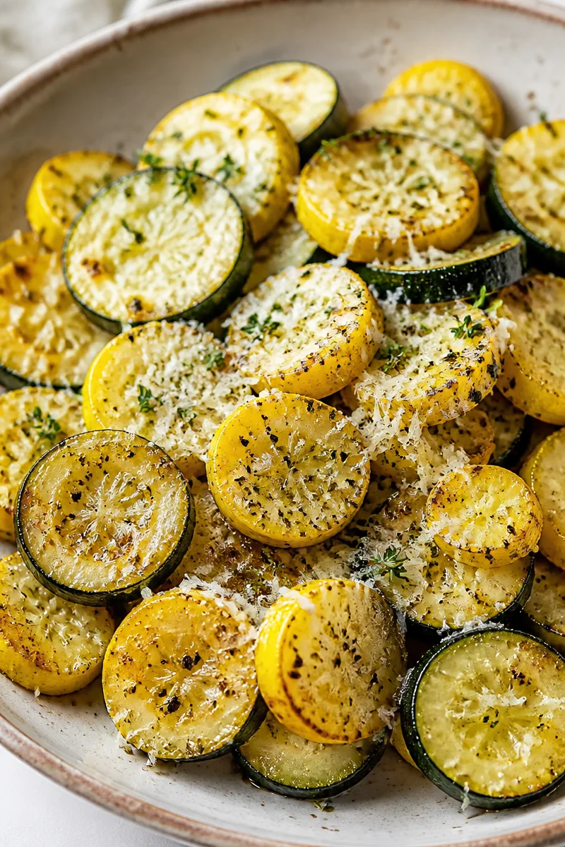 Garlic Parmesan Roasted Summer Squash