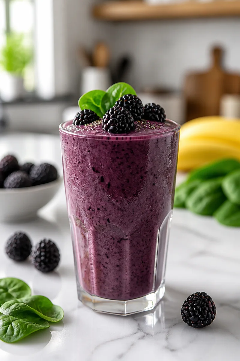 Healthy Blackberry And Spinach Power Smoothie