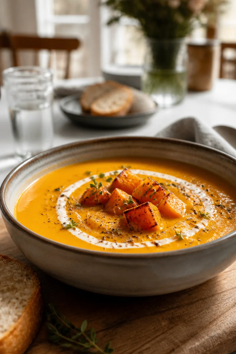 Healthy Fall Harvest Roasted Butternut Squash Soup
