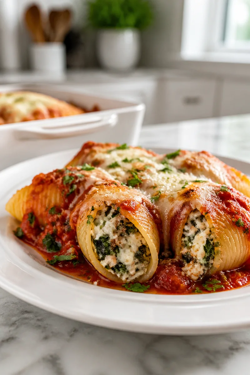 Healthy Ground Turkey And Spinach Stuffed Shells