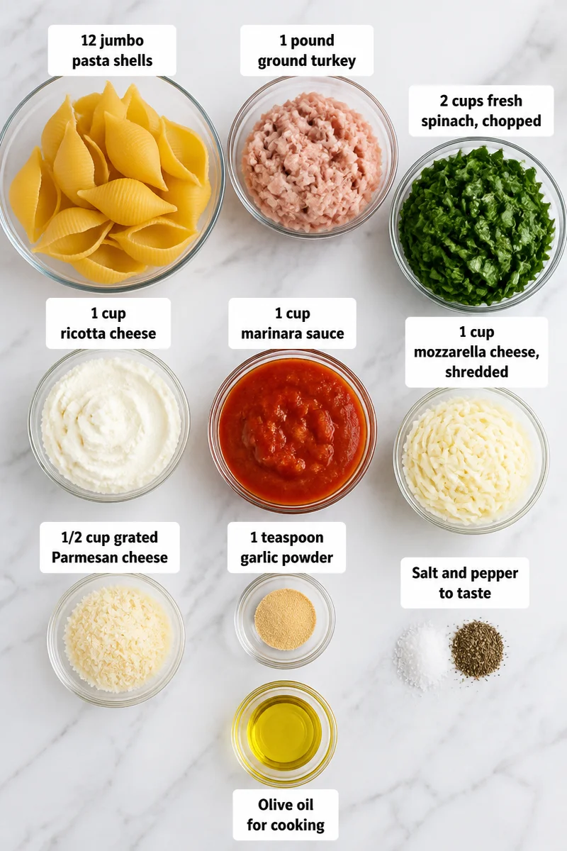 Healthy Ground Turkey And Spinach Stuffed Shells