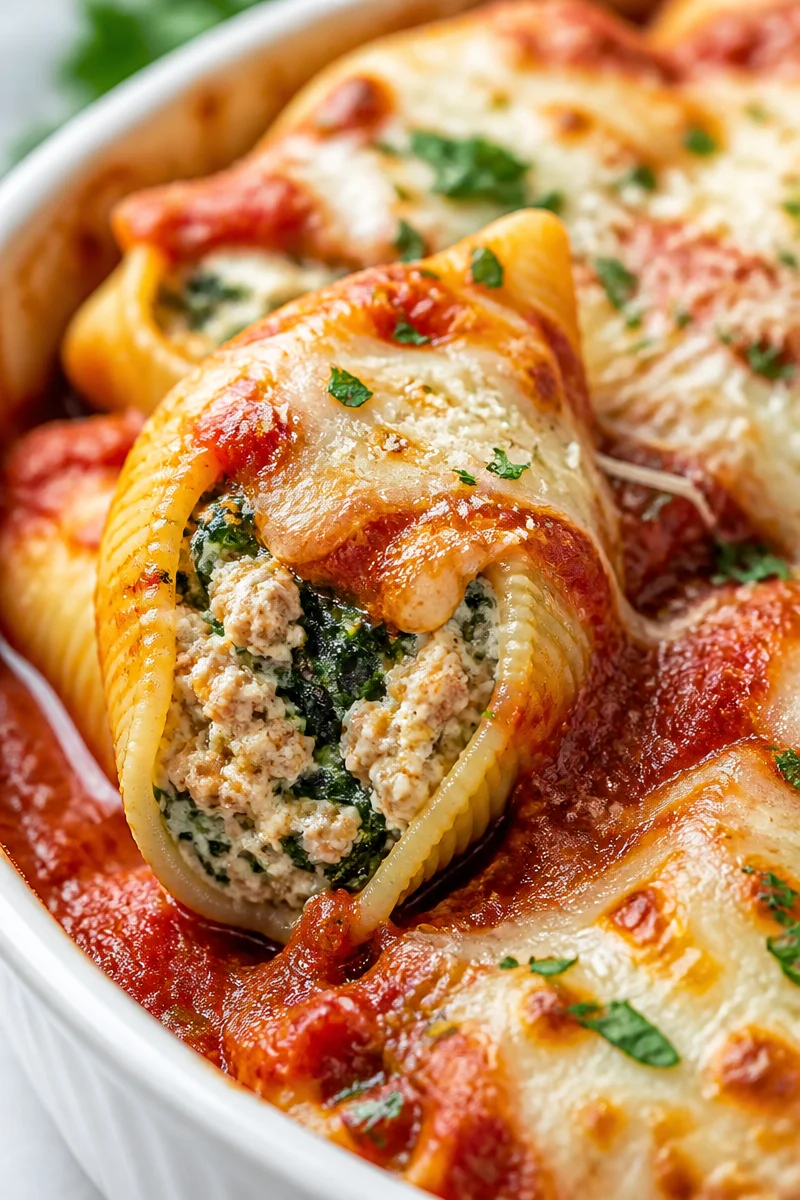 Healthy Ground Turkey And Spinach Stuffed Shells