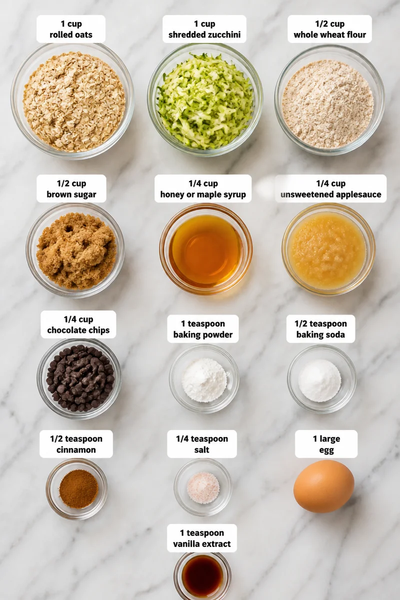 Healthy Oatmeal Zucchini Chocolate Chip Muffin
