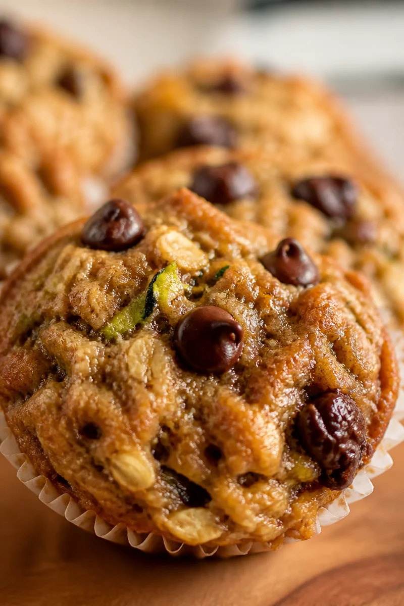 Healthy Oatmeal Zucchini Chocolate Chip Muffin