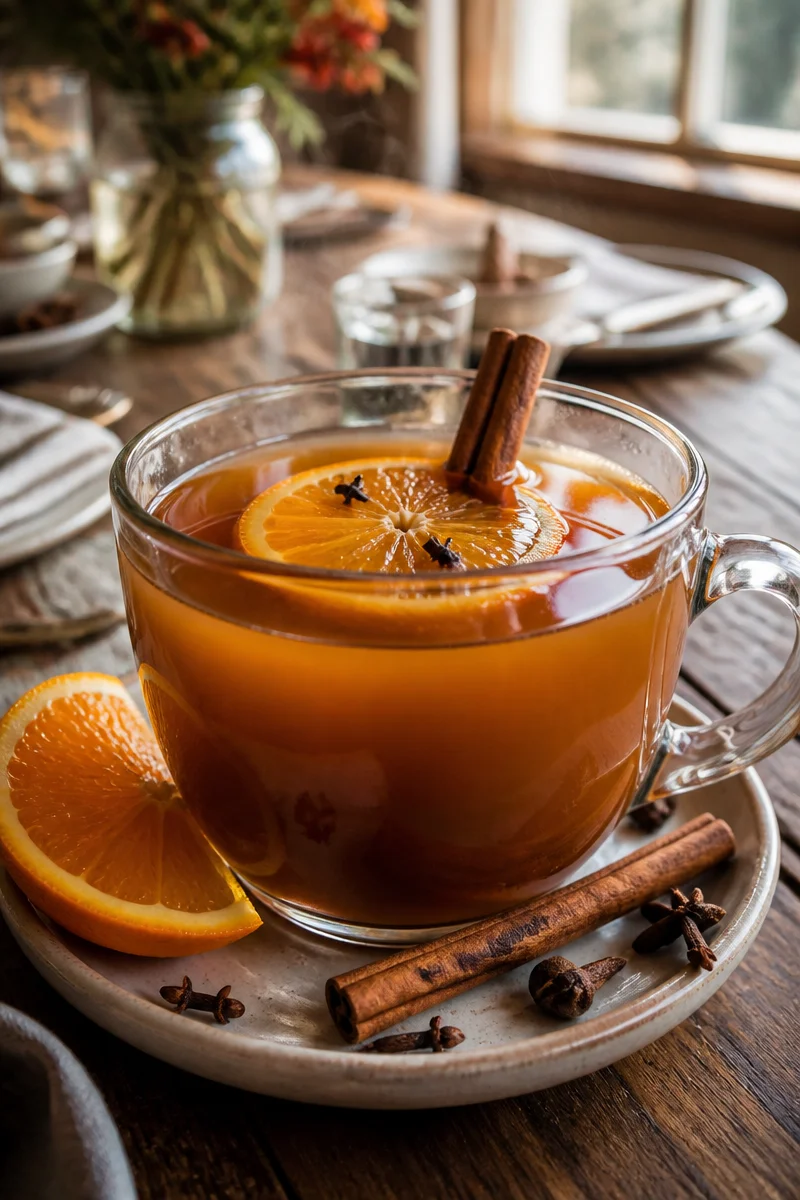 Hot Spiced Apple Cider With Cinnamon Sticks
