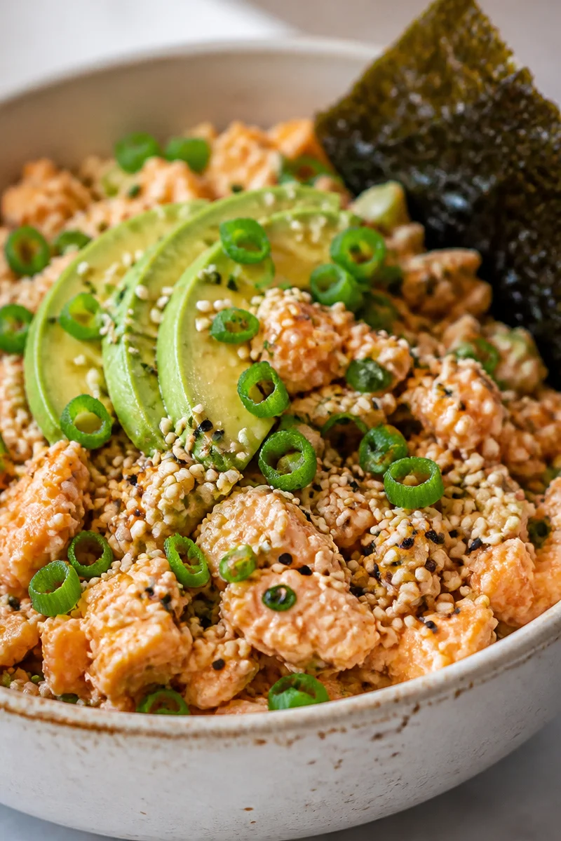 Low Carb Cauliflower Rice Salmon Sushi Bake